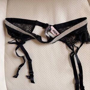Victoria's Secret Black Shine Lace Garter Belt